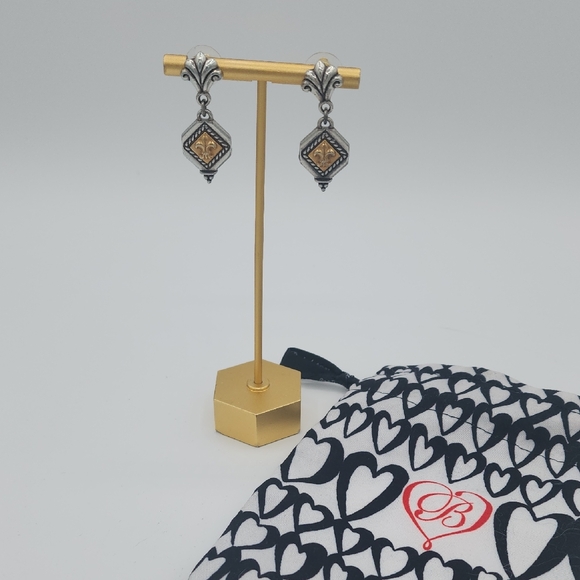 Brighton Silver and Gold Flur Des Lis Dangle Earrings - Picture 2 of 9